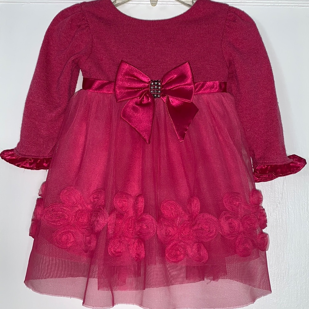 Sweet Heart Rose Baby Girl Pink Dress 18 mos Bow - Picture 3 of 17